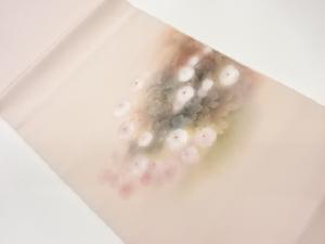 作家物　塩瀬金彩手描き菊模様暈し開き名古屋帯（額縁仕立て）